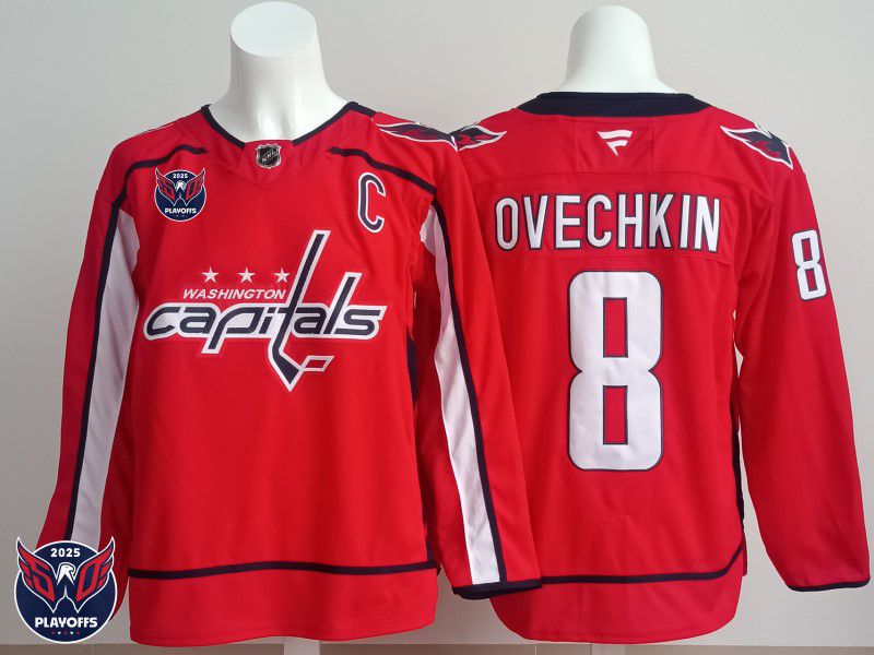 Men 2025 Washington Capitals #8 Ovechkin Red Fanatics Home Premium NHL Jersey style 2